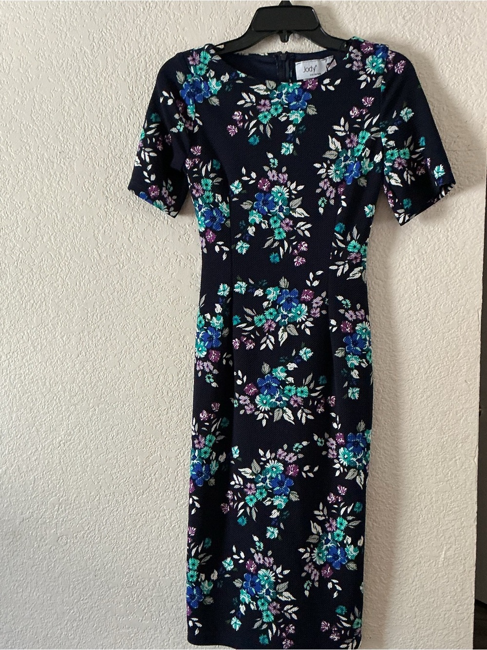 Jody California Navy Blue & Floral Midi Dress